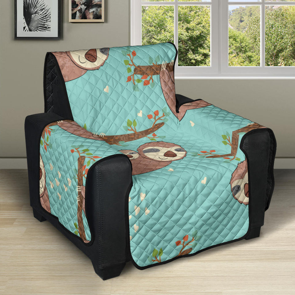 Sloth Mom and baby Pattern Recliner Cover Protector