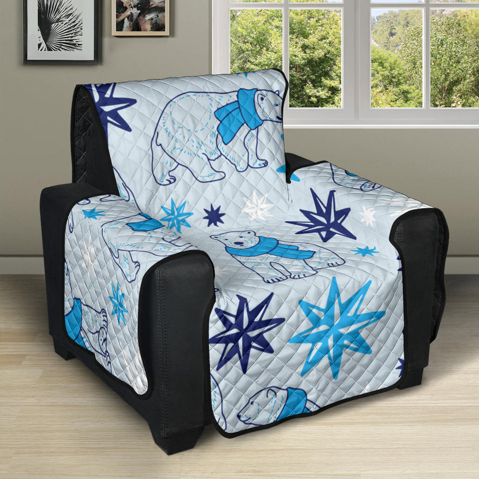 Polar Bear Pattern Blue Background Recliner Cover Protector