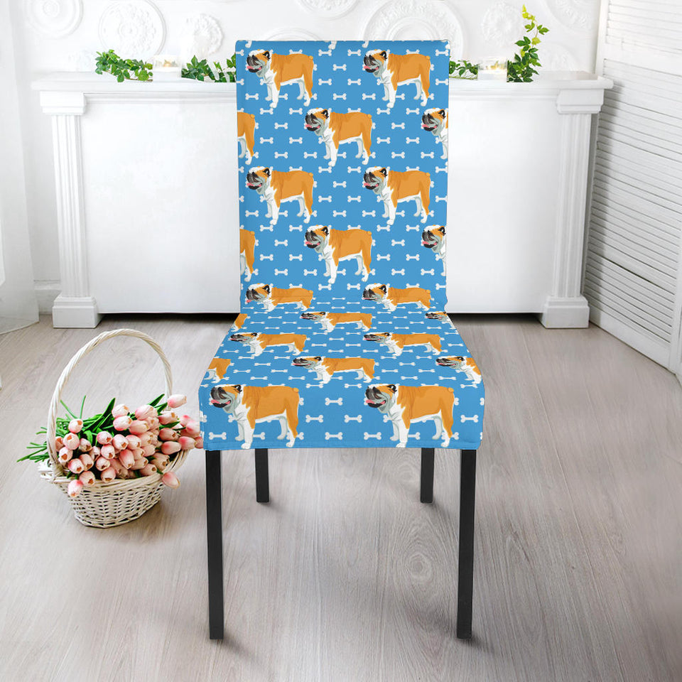 English Bulldog Pattern Print Design 04 Dining Chair Slipcover