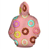 Donut Pattern Pink Background Men Women Pullover Hoodie