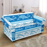 Dolphin Tribal Pattern Ethnic Motifs Loveseat Couch Slipcover