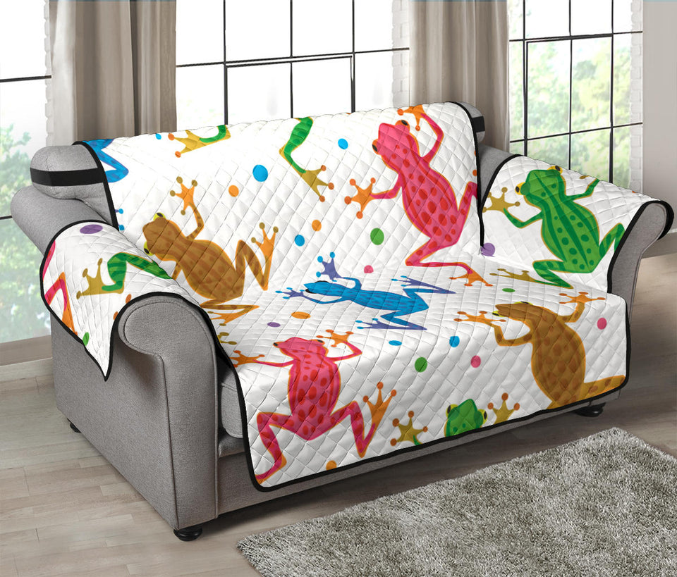 Colorful Frog Pattern Loveseat Couch Cover Protector