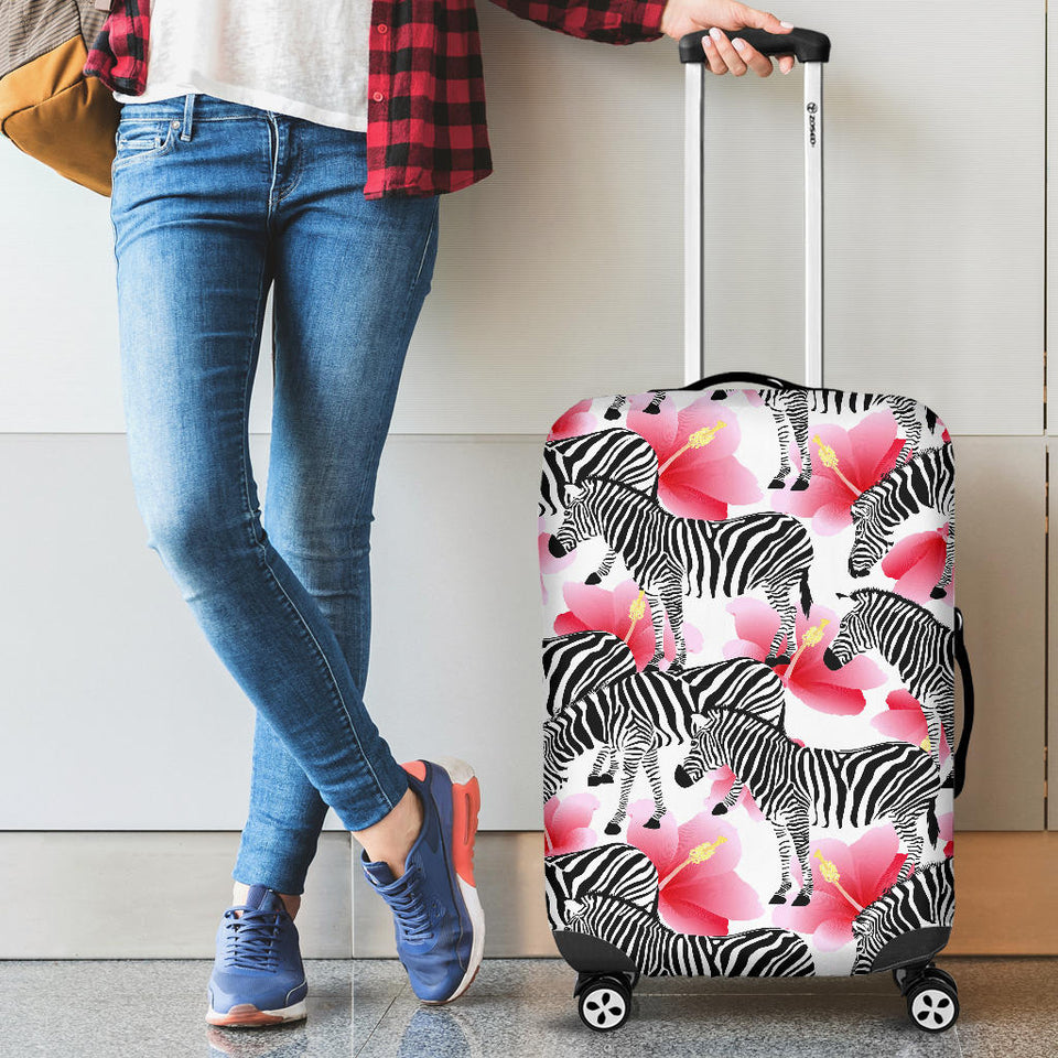 Zebra Red Hibiscus Pattern Luggage Covers