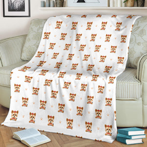 Yorkshire Terrier Pattern Print Design 03 Premium Blanket