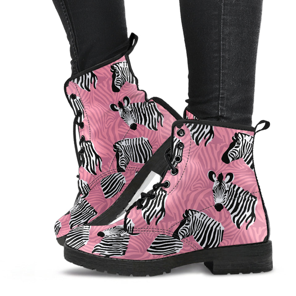 Zebra Head Pattern Leather Boots