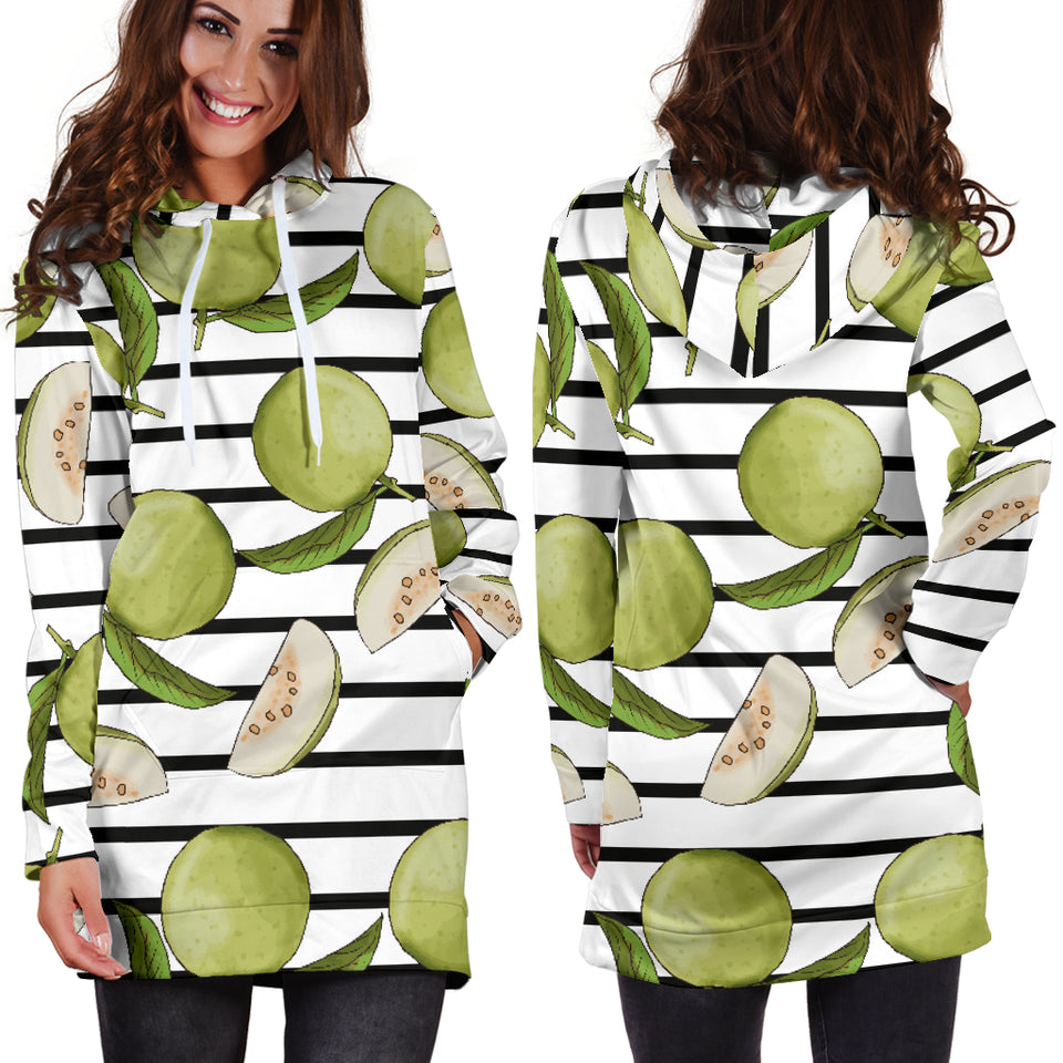 Guava Pattern Stripe background Women Hoodie Dress