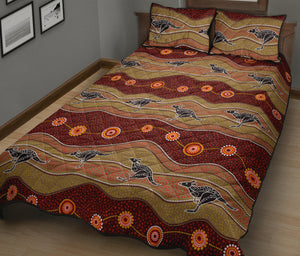 Kangaroo Aboriginal Pattern Quilt Bed Set