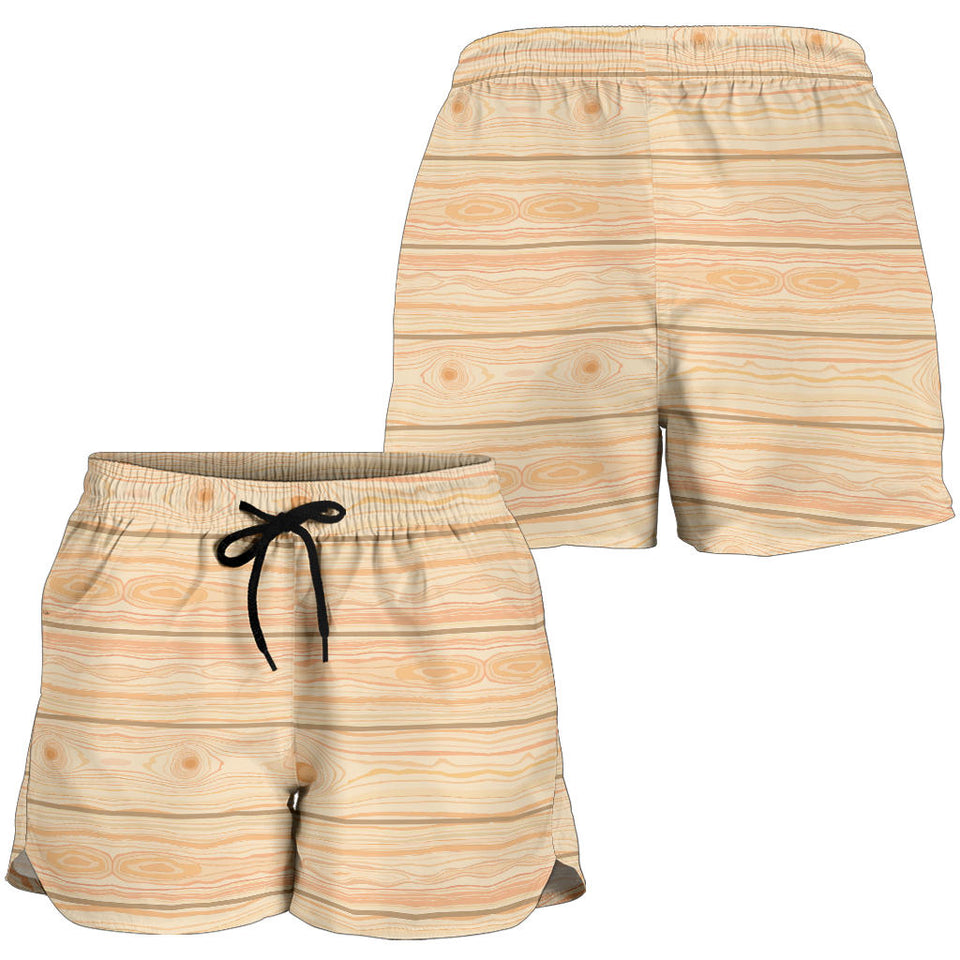 Wood Printed Pattern Print Design 05 Women Shorts