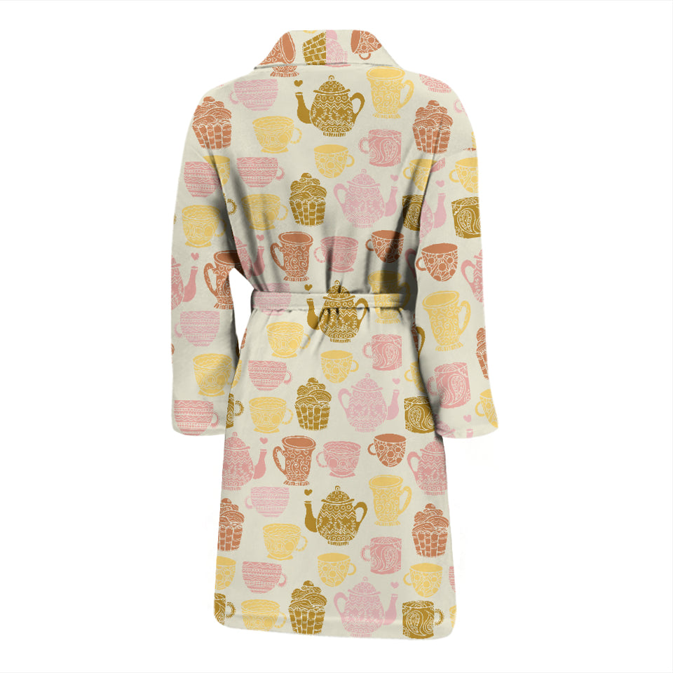 Tea pots Pattern Print Design 02 Men Bathrobe