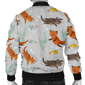 Swimming Fish Otter Pattern Men Bomber Jacket