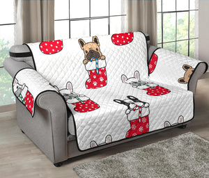 French Bulldog in Sock Pattern Loveseat Couch Cover Protector