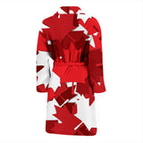 Canadian Maple Leaves Pattern Men Bathrobe