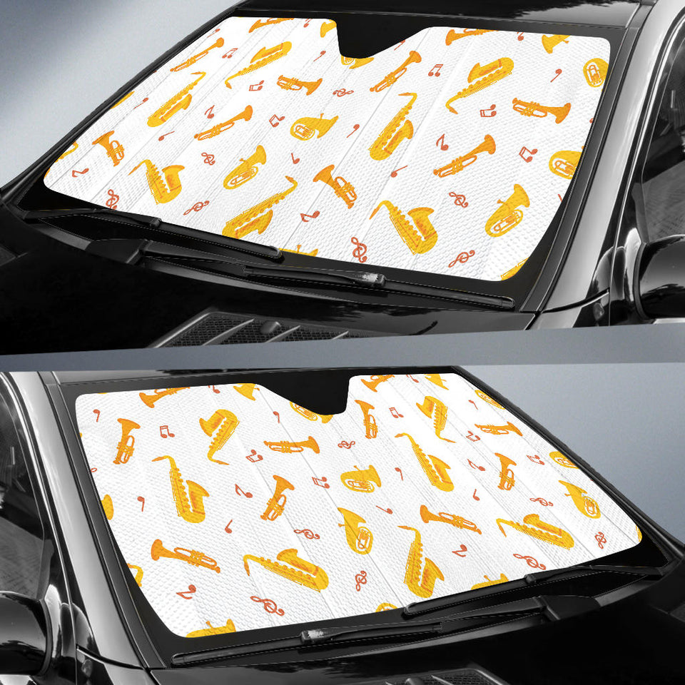 Saxophone Pattern Theme Car Sun Shade