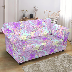 Unicorn Heart Pattern Loveseat Couch Slipcover