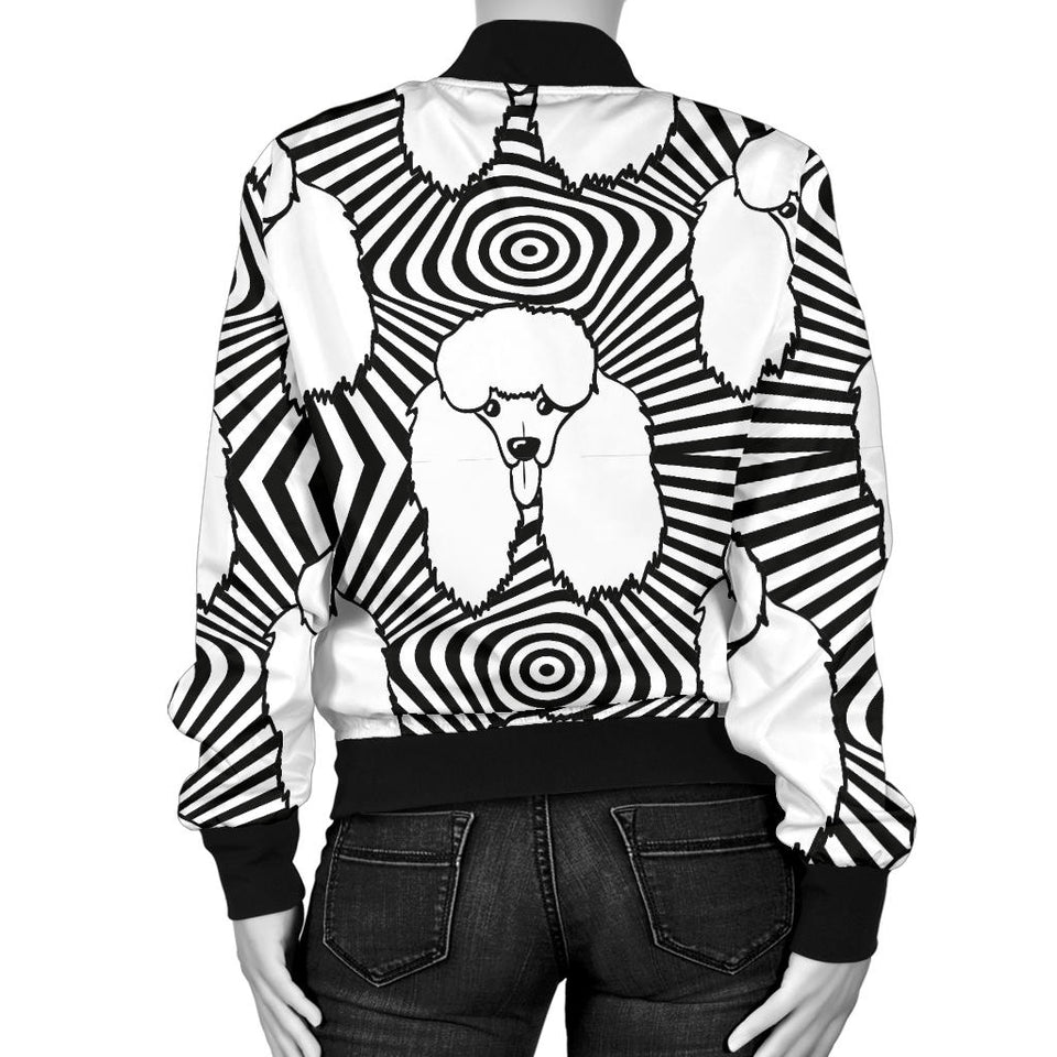 Black and White Poodle Pattern Women Bomber Jacket
