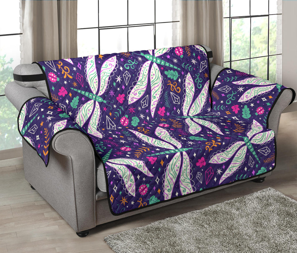 Cute Dragonfly Pattern Loveseat Couch Cover Protector