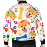 Shiba Inu Paw Bone Pattern Men Bomber Jacket