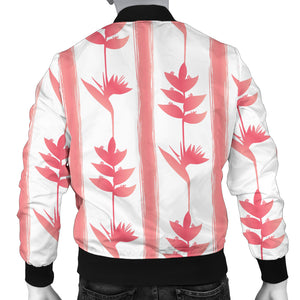 Heliconia Pink White Pattern Men Bomber Jacket