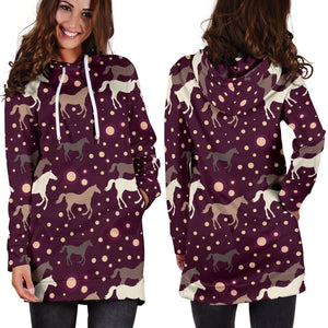 Horse Pattern Background Women Hoodie Dress