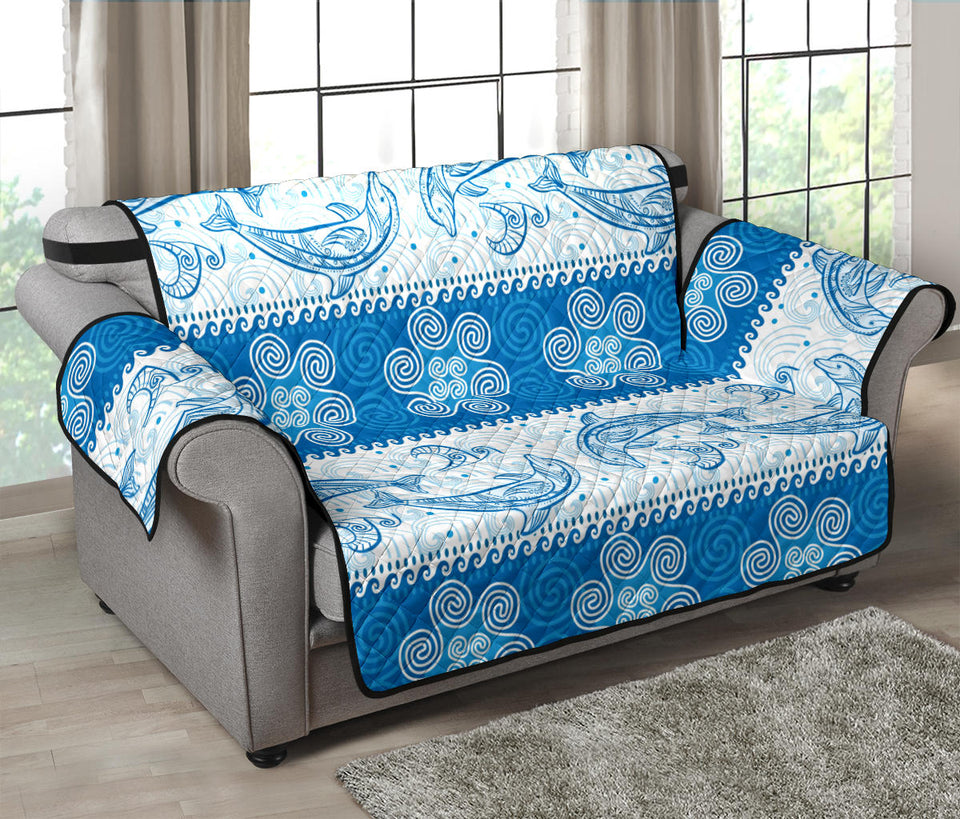 Dolphin Tribal Pattern Loveseat Couch Cover Protector