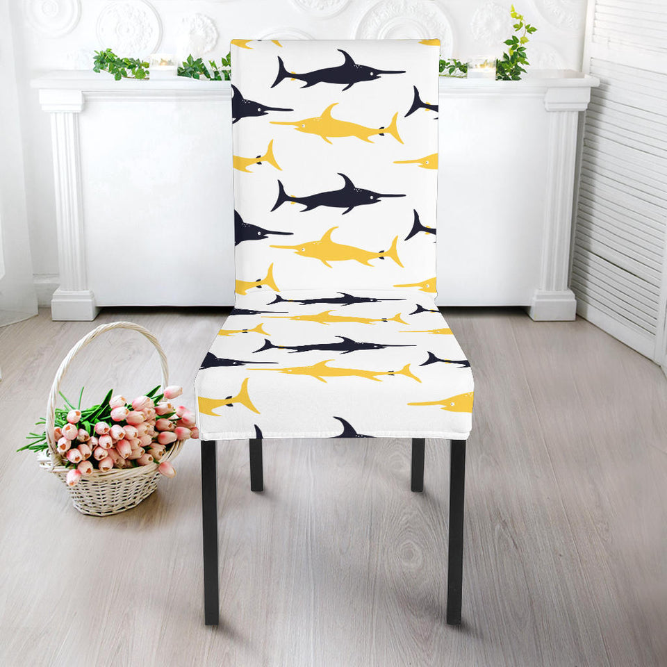 Swordfish Pattern Print Design 05 Dining Chair Slipcover