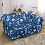 Seahorse Shell Pattern Loveseat Couch Slipcover