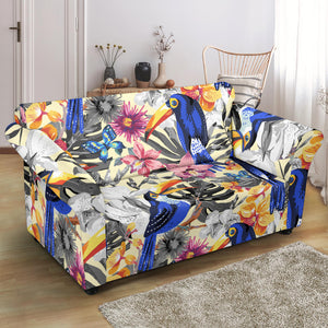 Toucan Leaves Flower Pattern Loveseat Couch Slipcover