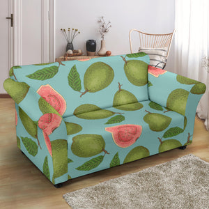 Guava Pattern Green Background Loveseat Couch Slipcover