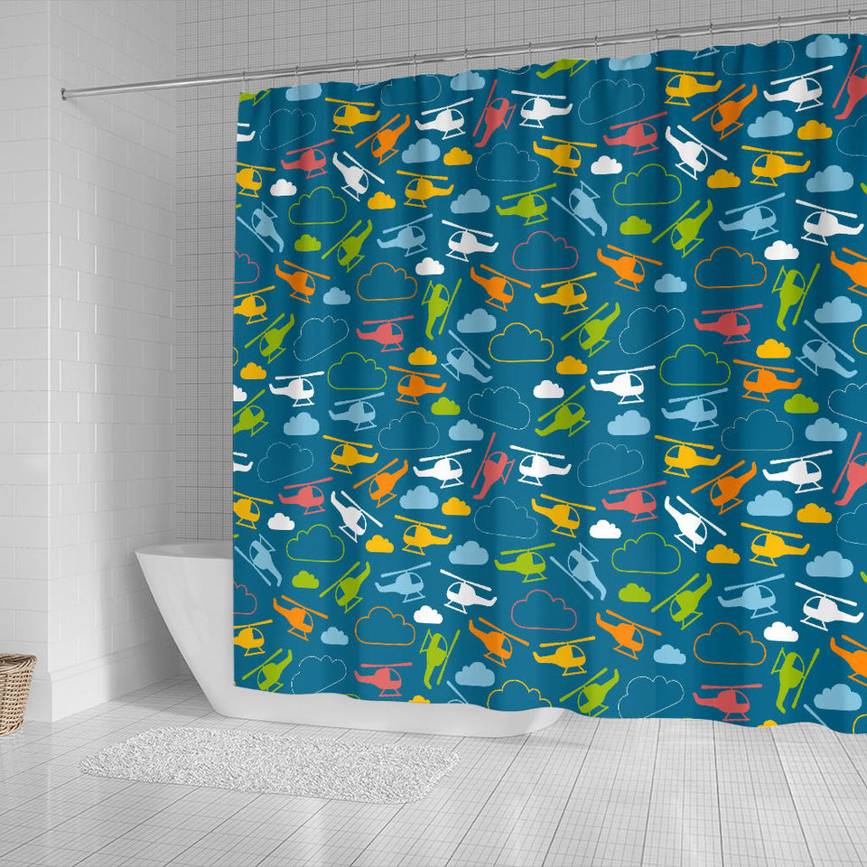 Color Helicopter Pattern Shower Curtain Fulfilled In US