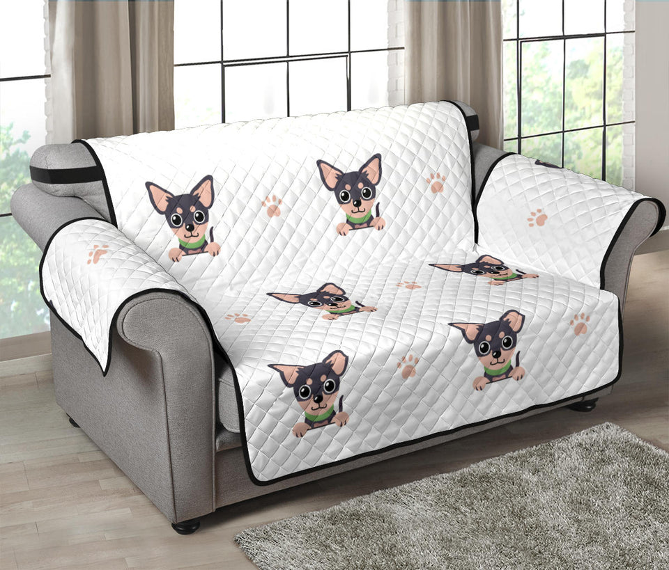 Cute Chihuahua Paw Pattern Loveseat Couch Cover Protector