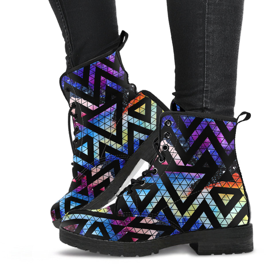 Space Colorful Tribal Galaxy Pattern Leather Boots