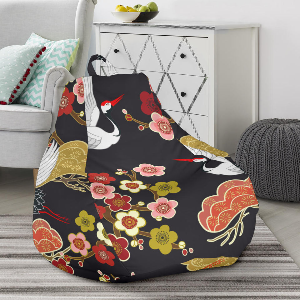 Japanese Crane Pattern Bean Bag Cover