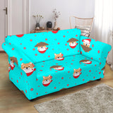 Shiba Inu Japanese Hat Pattern Loveseat Couch Slipcover