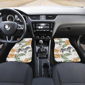 Zebra Hibiscus Pattern Front and Back Car Mats