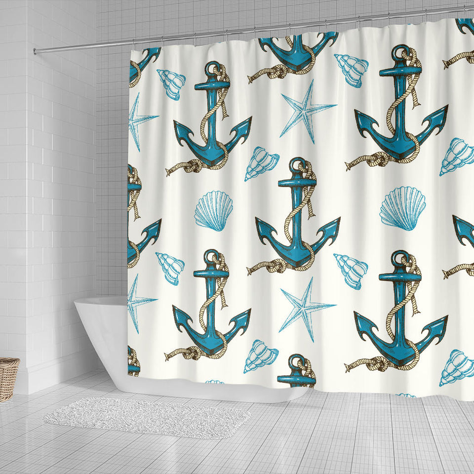 Anchor Shell Starfish Pattern Shower Curtain Fulfilled In US