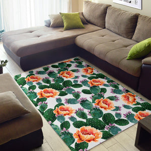 Cactus and Flower Pattern Area Rug
