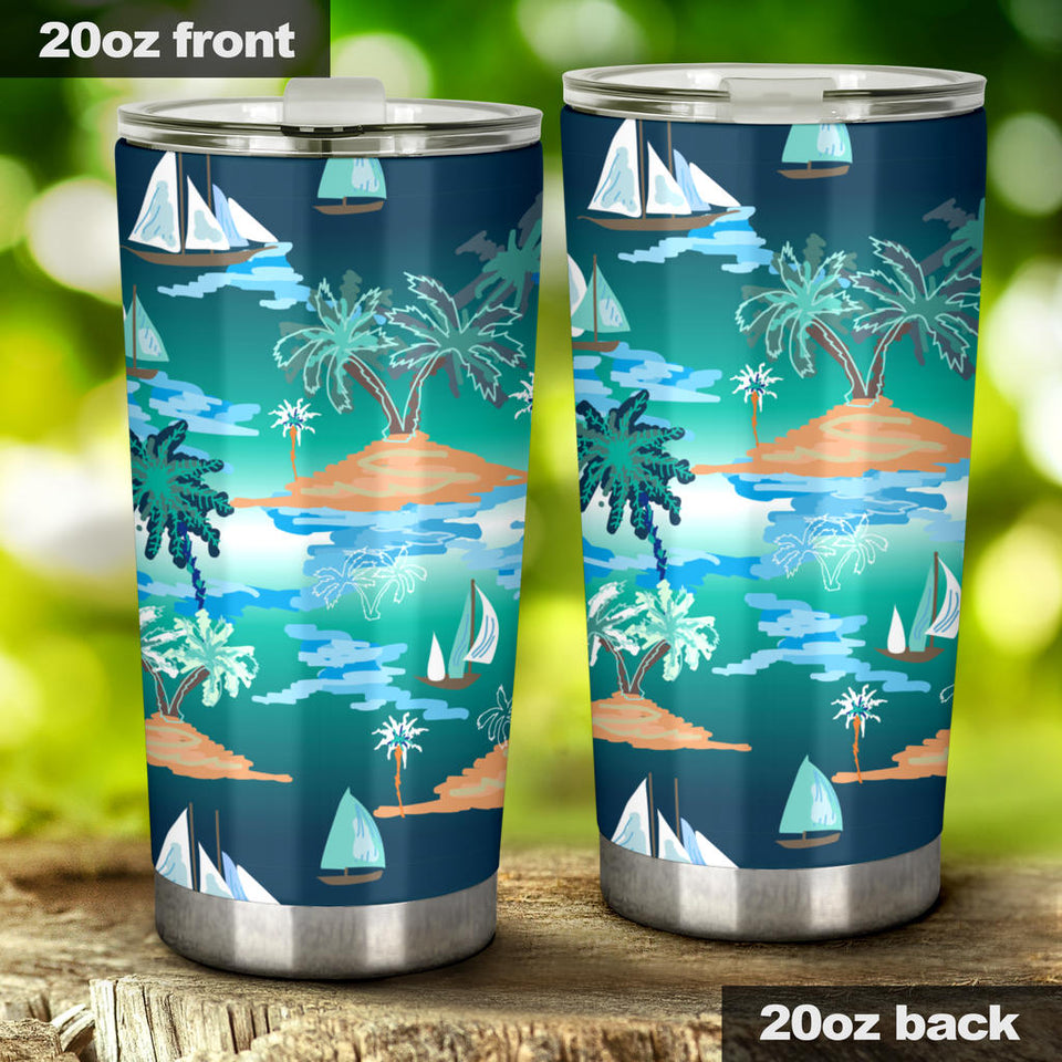 Sailboat Water Color Pattern Tumbler