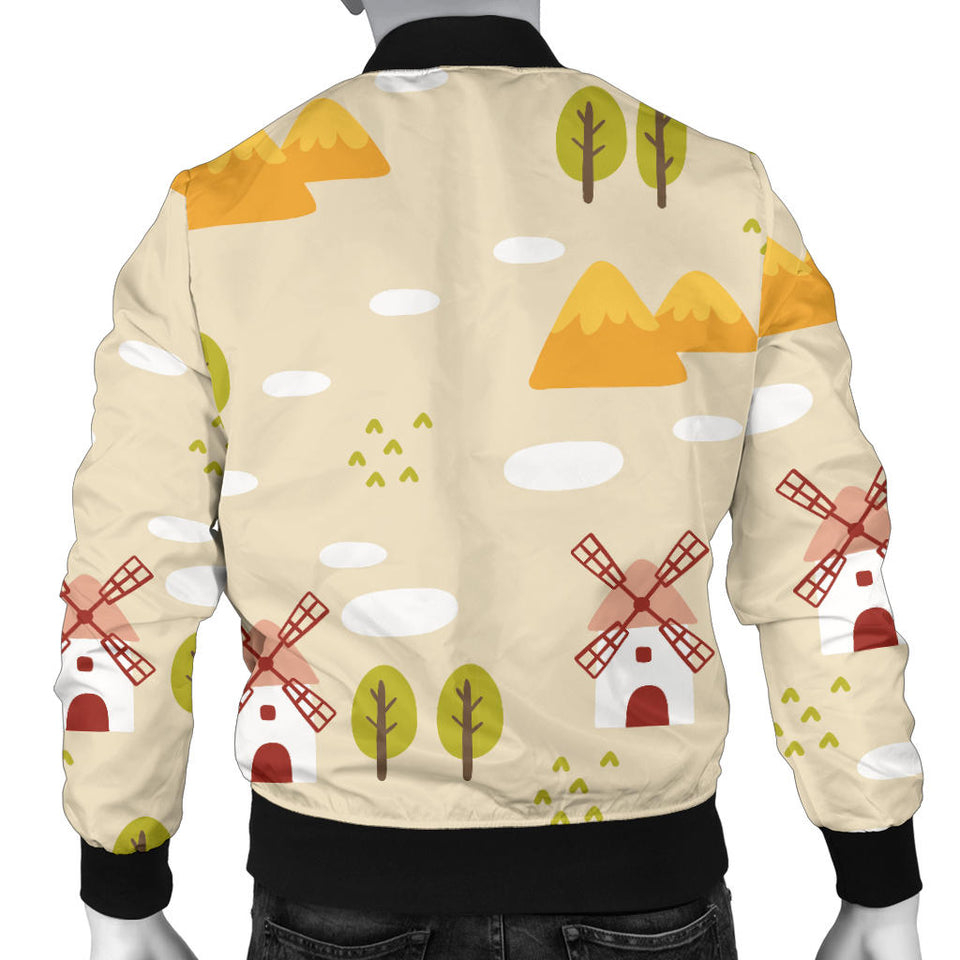 Windmill Pattern Men Bomber Jacket