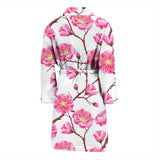 Pink Sakura Pattern Men Bathrobe