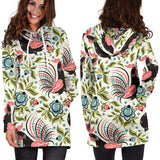 Rooster Chicken Leaves Pattern Women Hoodie Dress