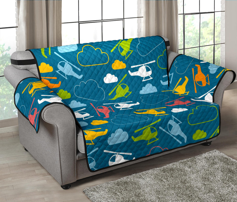 Color Helicopter Pattern Loveseat Couch Cover Protector