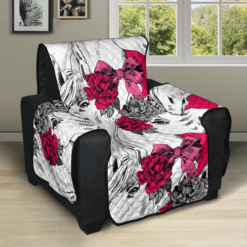 Horse Head Rose Pattern Recliner Cover Protector