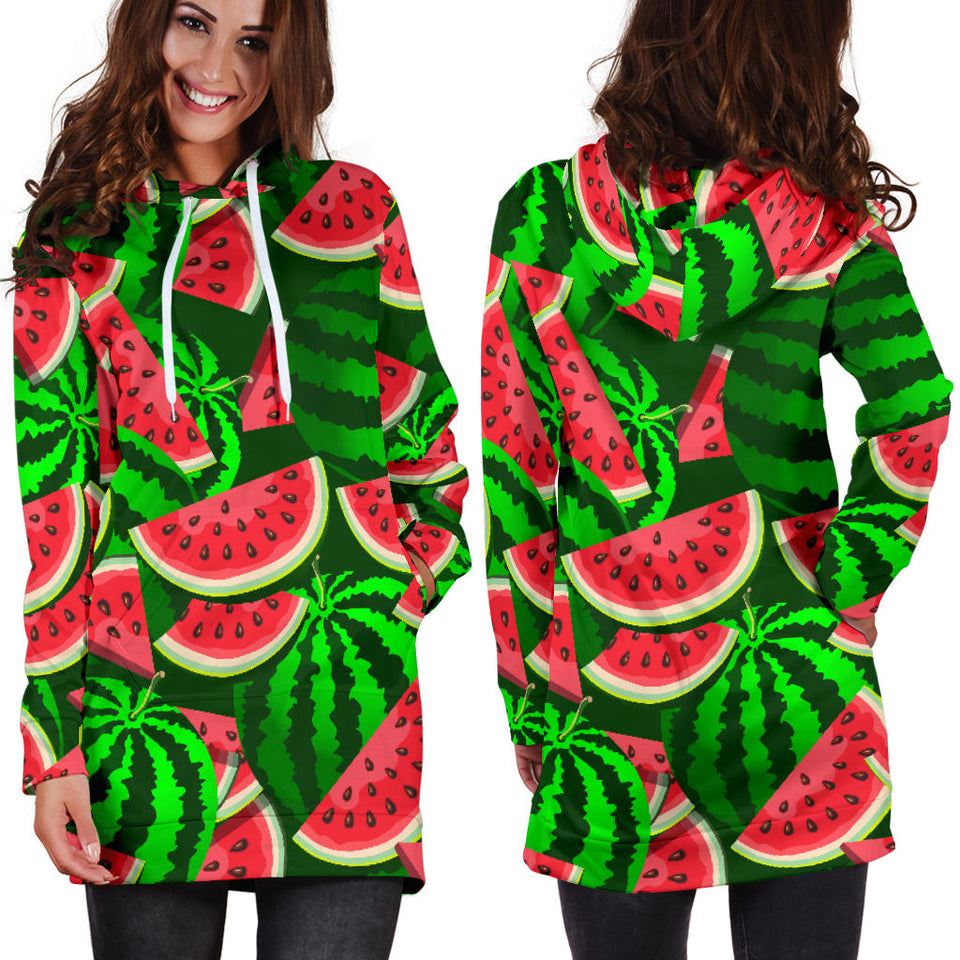 Watermelon Pattern Theme Women Hoodie Dress