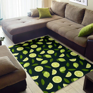 Lime Leaves Pattern Area Rug
