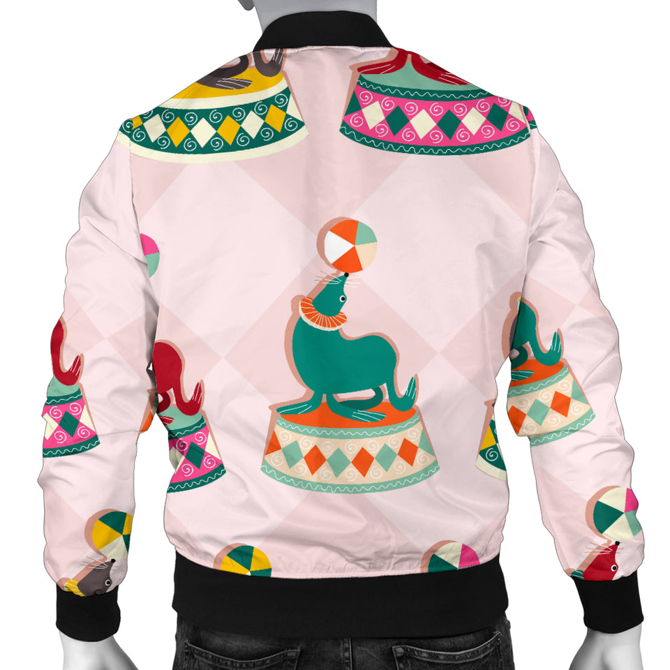 Colorful Sea Lion Pattern Men Bomber Jacket