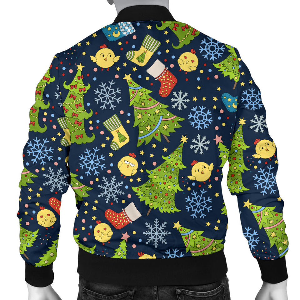 Christmas Tree Snowflake Pattern Men Bomber Jacket