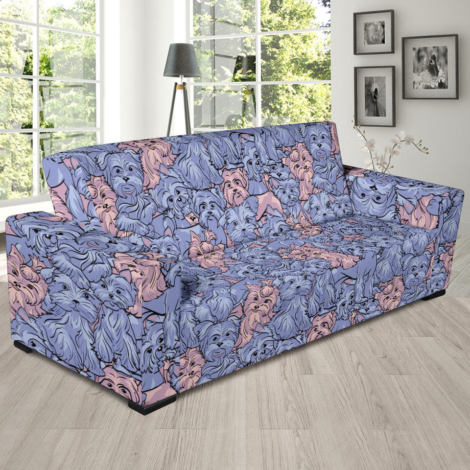 Yorkshire Terrier Pattern Print Design 02  Sofa Slipcover