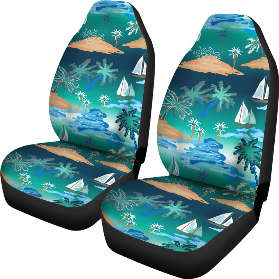 Sailboat Water Color Pattern Universal Fit Car Seat Covers