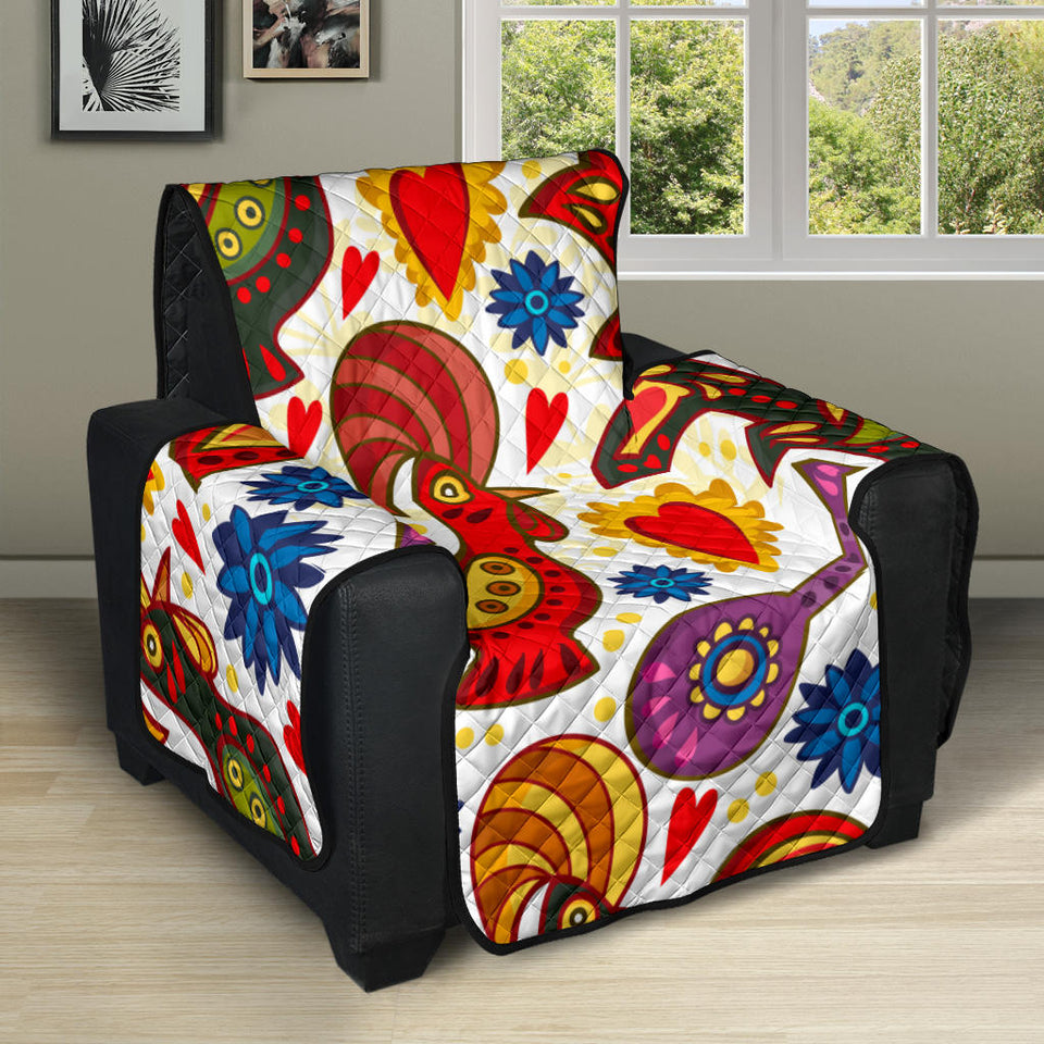 Colorful Rooster Chicken Guitar Pattern Recliner Cover Protector