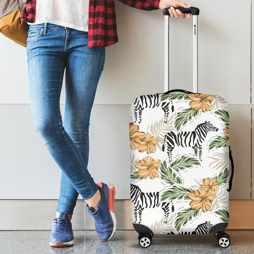 Zebra Hibiscus Pattern Luggage Covers